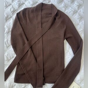 Wool Knit Base Layer Top | Lightweight & Warm | Front Draped Scarf Design | New